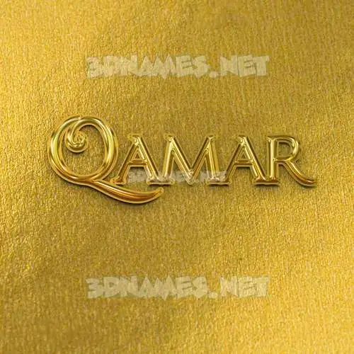 qamar in All Gold style - 3D name wallpaper