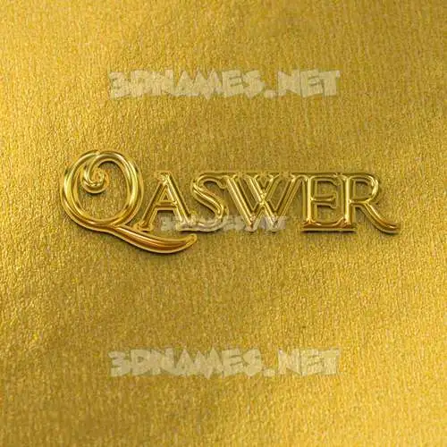 qaswer in All Gold style - 3D name wallpaper