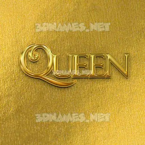 queen in All Gold style - 3D name wallpaper