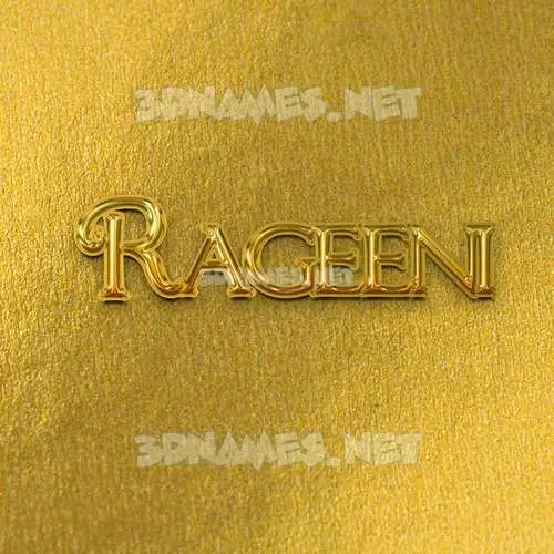 rageeni in All Gold style - 3D name wallpaper