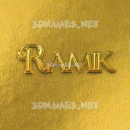 ramik in All Gold style - 3D name wallpaper