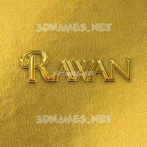 rawan in All Gold style - 3D name wallpaper