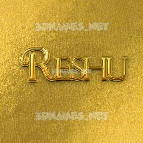 reshu in All Gold style - 3D name wallpaper