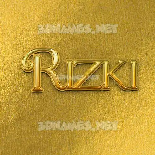 rizki in All Gold style - 3D name wallpaper