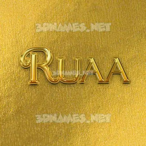 ruaa in All Gold style - 3D name wallpaper