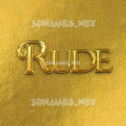 rude in All Gold style - 3D name wallpaper