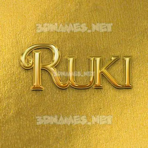 ruki in All Gold style - 3D name wallpaper