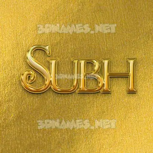 subh in All Gold style - 3D name wallpaper
