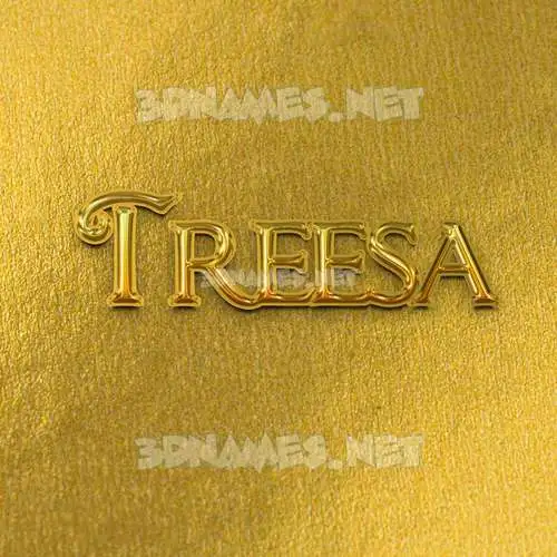 treesa in All Gold style - 3D name wallpaper