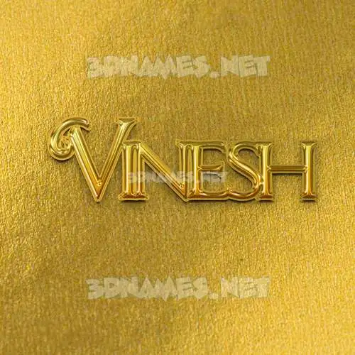 vinesh in All Gold style - 3D name wallpaper