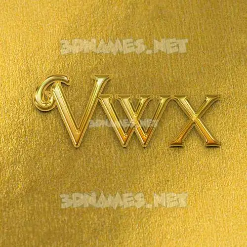 vwx in All Gold style - 3D name wallpaper