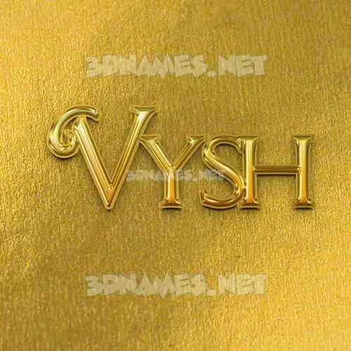 vysh in All Gold style - 3D name wallpaper