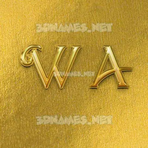 w a in All Gold style - 3D name wallpaper w a in All Gold style - 3D name wallpaper