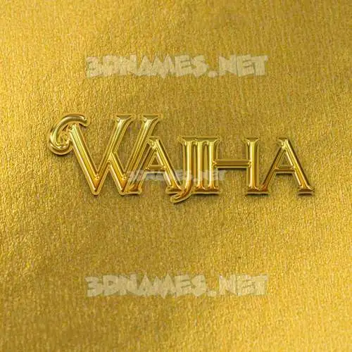 wajiha in All Gold style - 3D name wallpaper