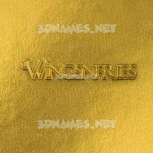 wingsnfries in All Gold style - 3D name wallpaper