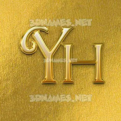 yh in All Gold style - 3D name wallpaper