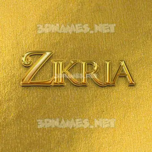 zikria in All Gold style - 3D name wallpaper