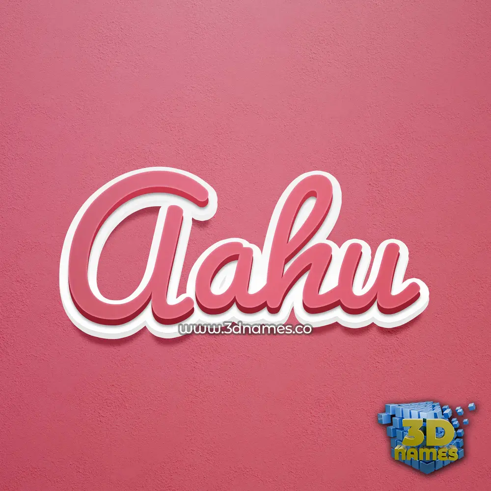 aahu in Red Scribble style - 3D name wallpaper