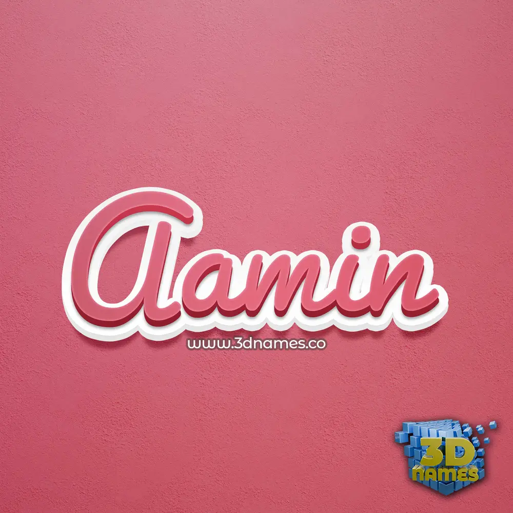 aamin in Red Scribble style - 3D name wallpaper