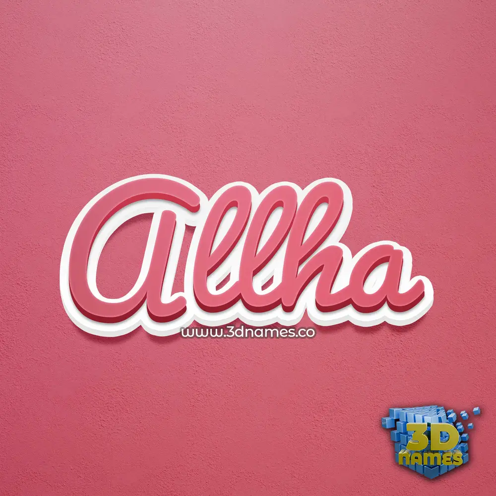 allha in Red Scribble style - 3D name wallpaper