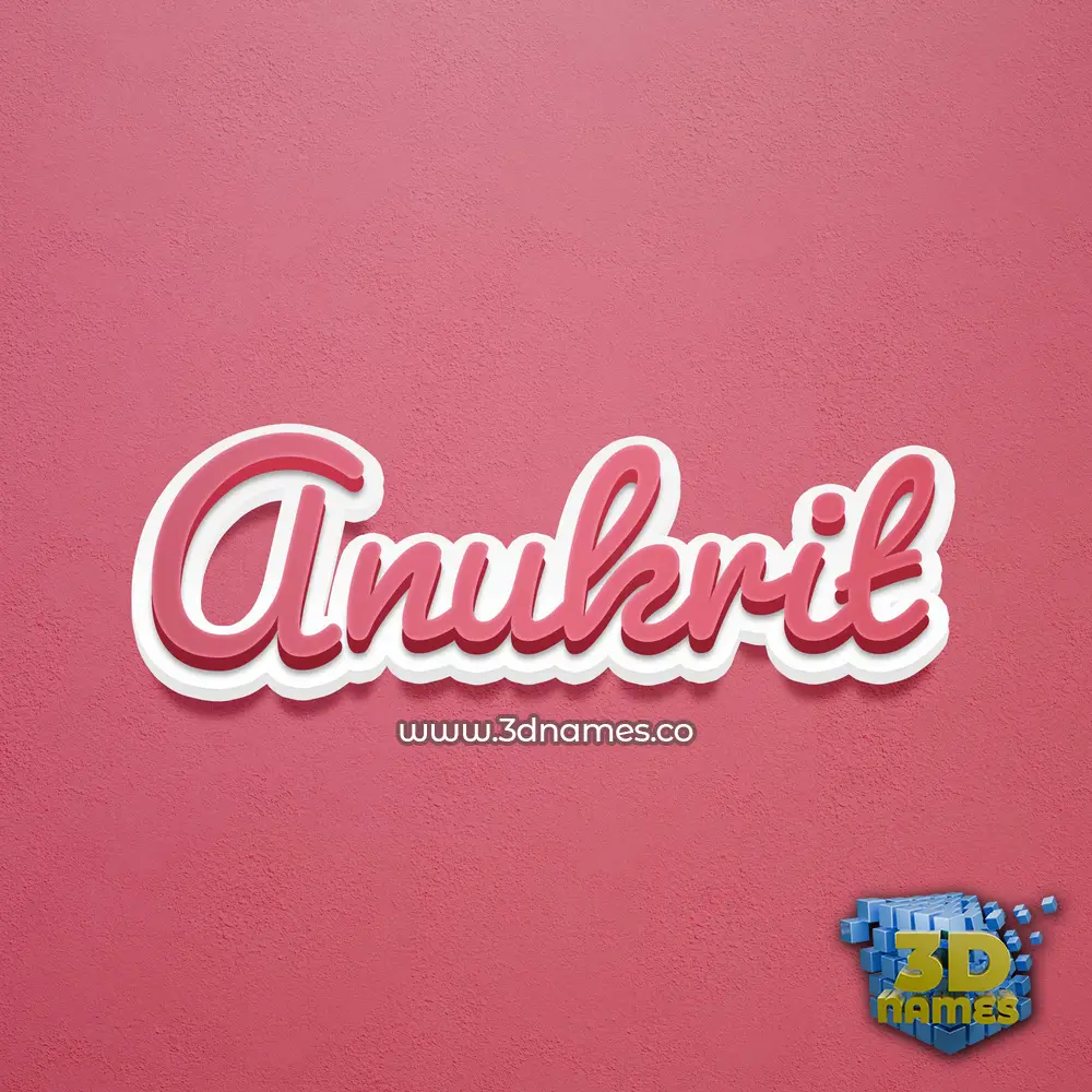 anukrit in Red Scribble style - 3D name wallpaper