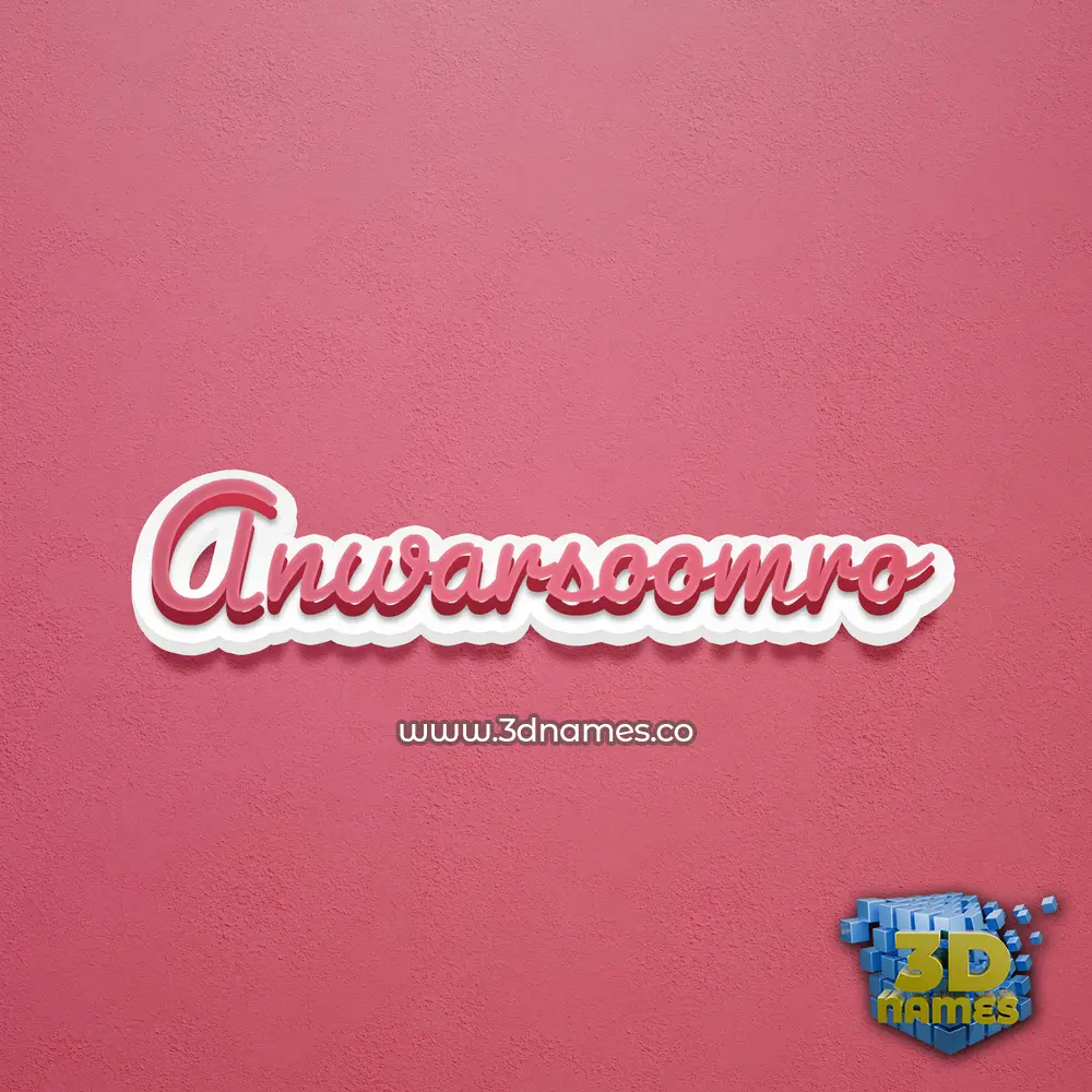 anwarsoomro in Red Scribble style - 3D name wallpaper