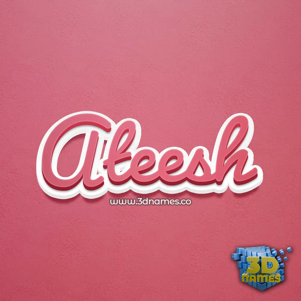 ateesh in Red Scribble style - 3D name wallpaper