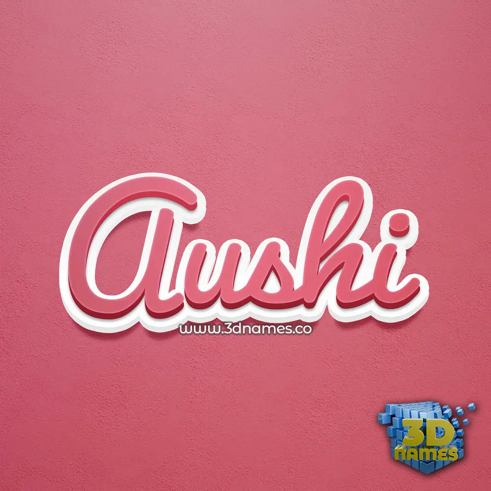 aushi in Red Scribble style - 3D name wallpaper