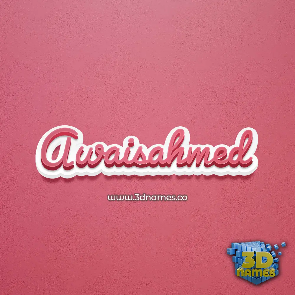 awaisahmed in Red Scribble style - 3D name wallpaper