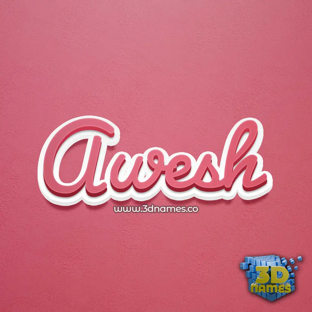 awesh in Red Scribble style - 3D name wallpaper