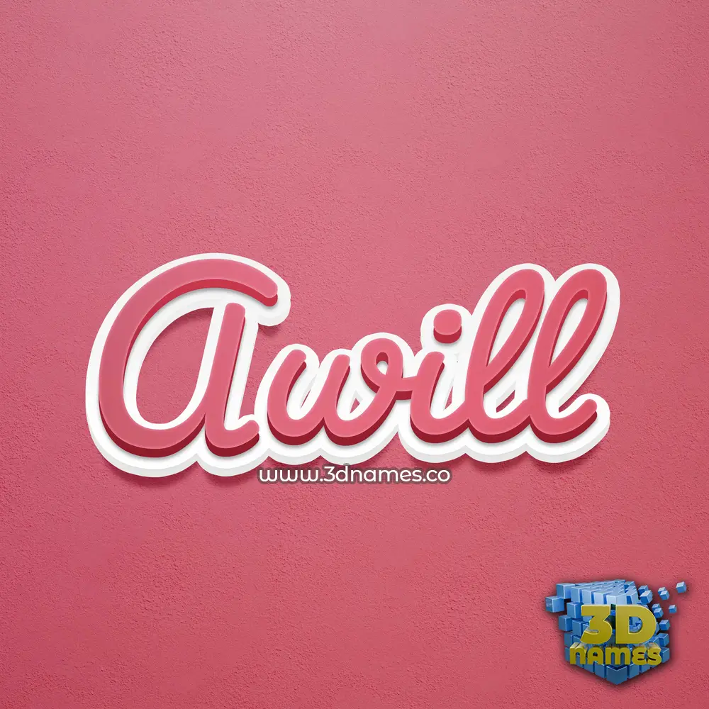awill in Red Scribble style - 3D name wallpaper