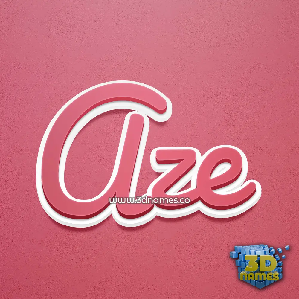 aze in Red Scribble style - 3D name wallpaper