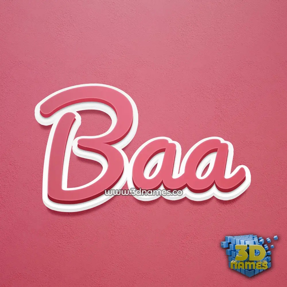 baa in Red Scribble style - 3D name wallpaper