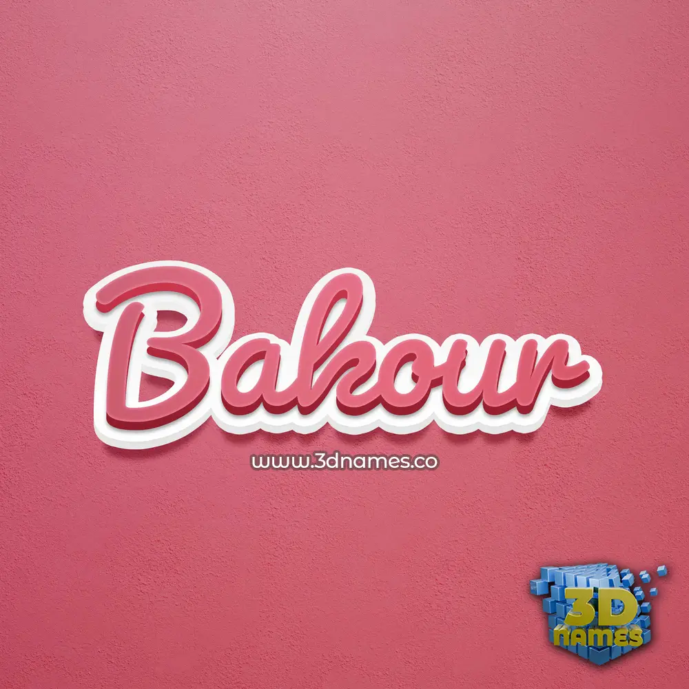 bakour in Red Scribble style - 3D name wallpaper