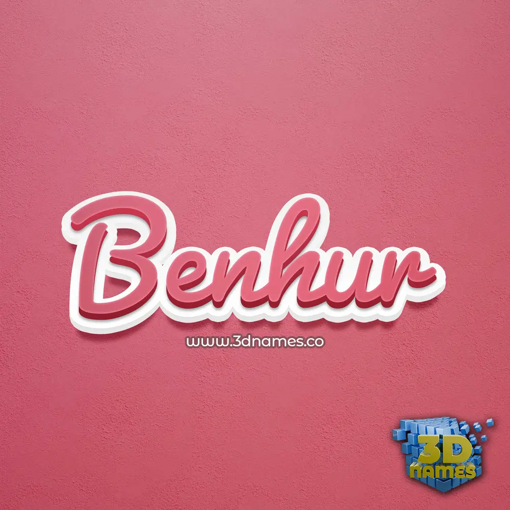 benhur in Red Scribble style - 3D name wallpaper