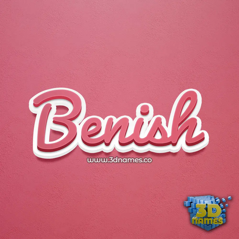 benish in Red Scribble style - 3D name wallpaper