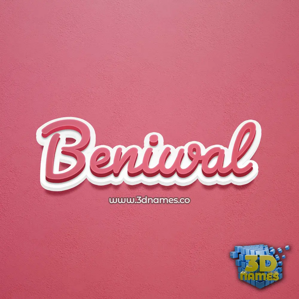 beniwal in Red Scribble style - 3D name wallpaper