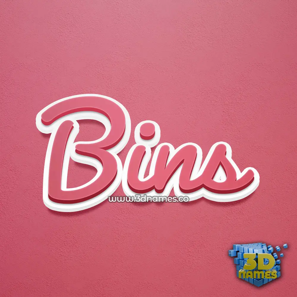 bins in Red Scribble style - 3D name wallpaper bins in Red Scribble style - 3D name wallpaper
