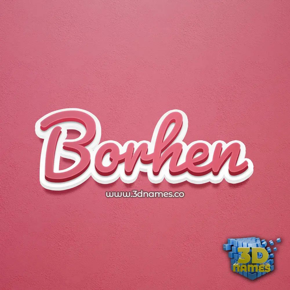 borhen in Red Scribble style - 3D name wallpaper