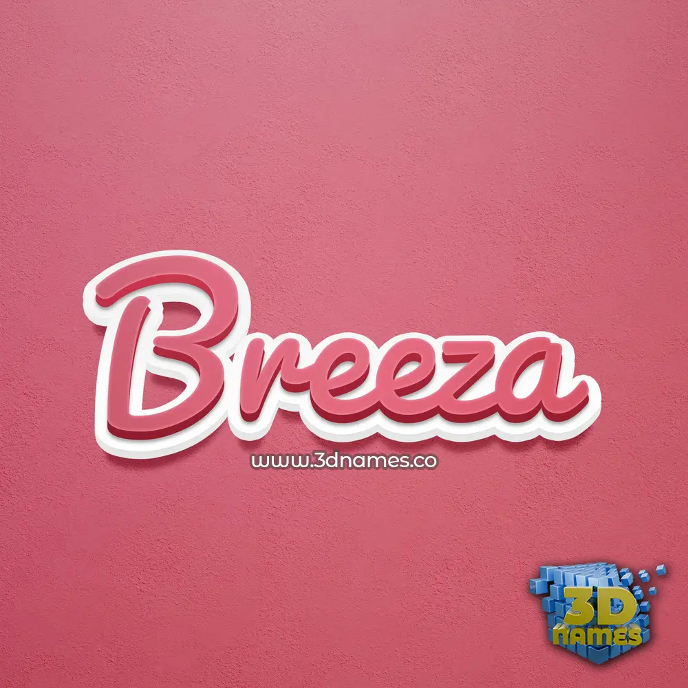 breeza in Red Scribble style - 3D name wallpaper