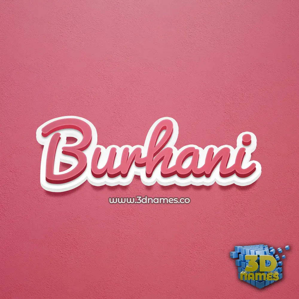 burhani in Red Scribble style - 3D name wallpaper