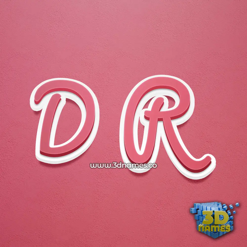 d r in Red Scribble style - 3D name wallpaper