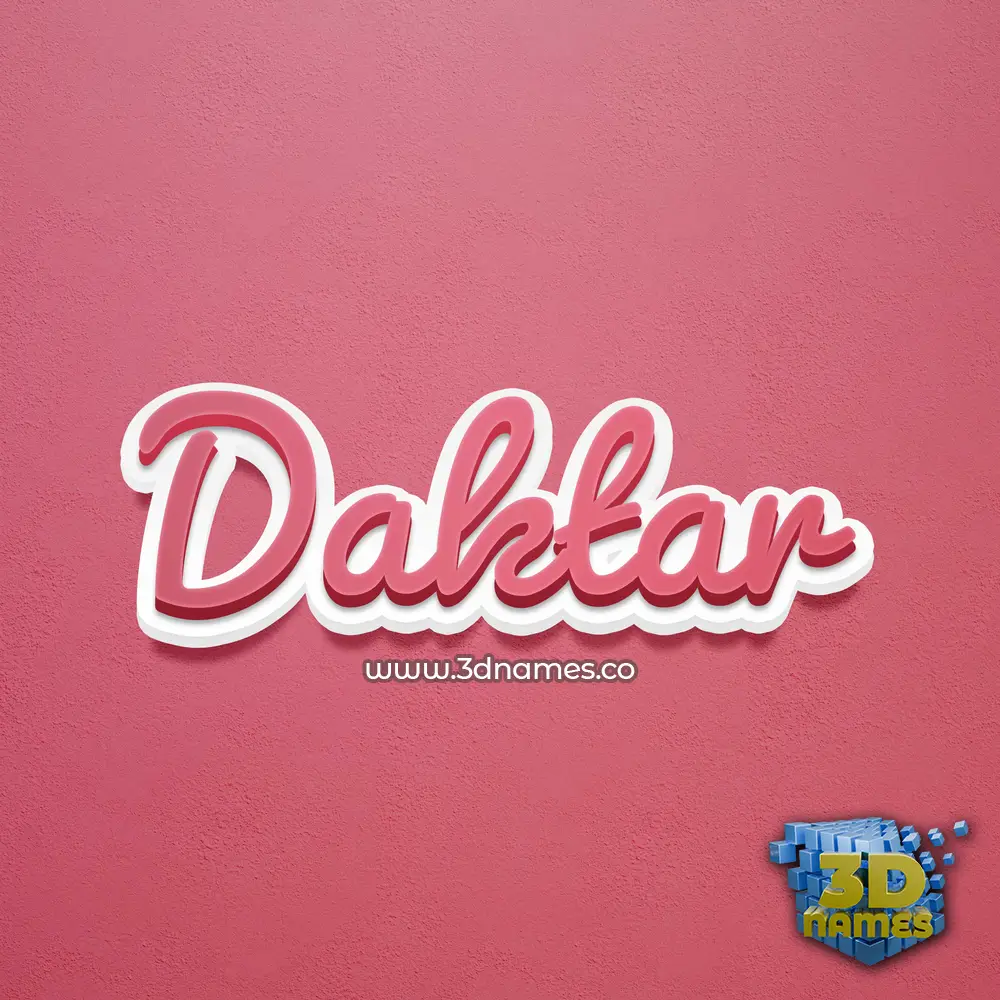 daktar in Red Scribble style - 3D name wallpaper