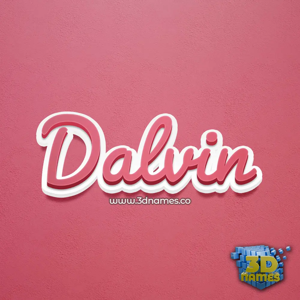 dalvin in Red Scribble style - 3D name wallpaper