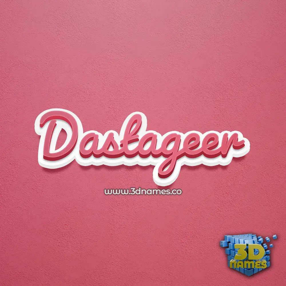 dastageer in Red Scribble style - 3D name wallpaper