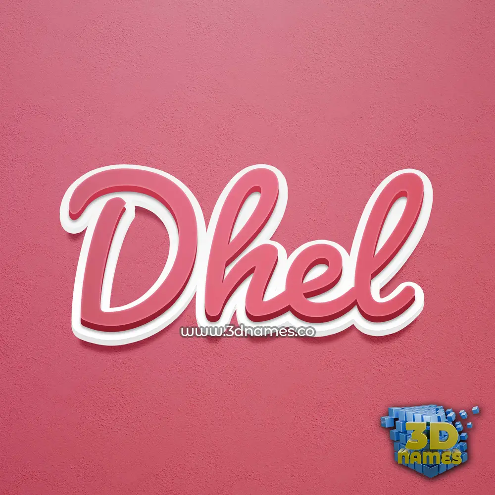 dhel in Red Scribble style - 3D name wallpaper