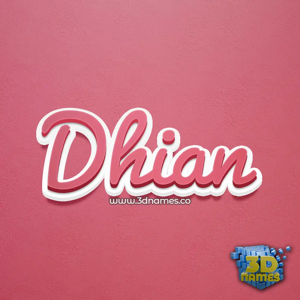 dhian in Red Scribble style - 3D name wallpaper