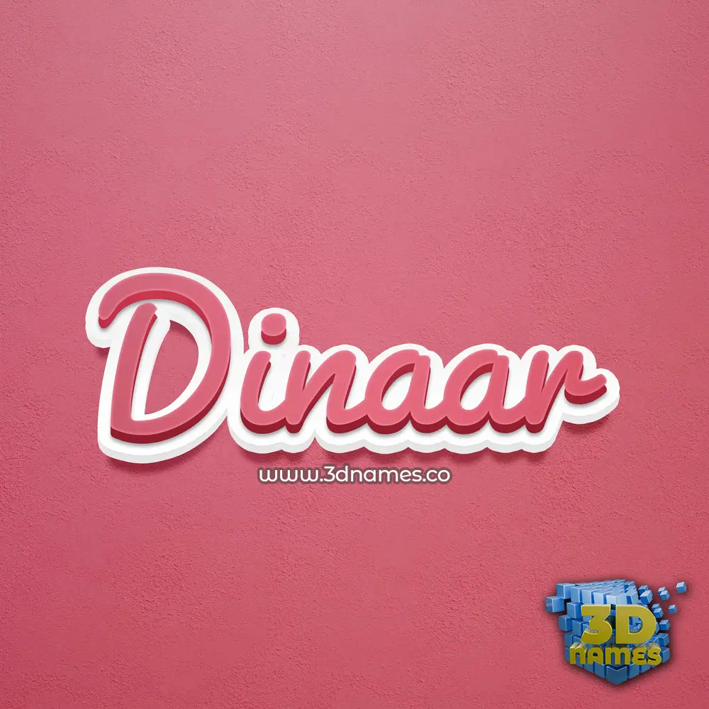 dinaar in Red Scribble style - 3D name wallpaper