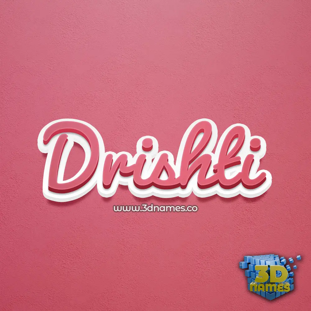 drishti in Red Scribble style - 3D name wallpaper
