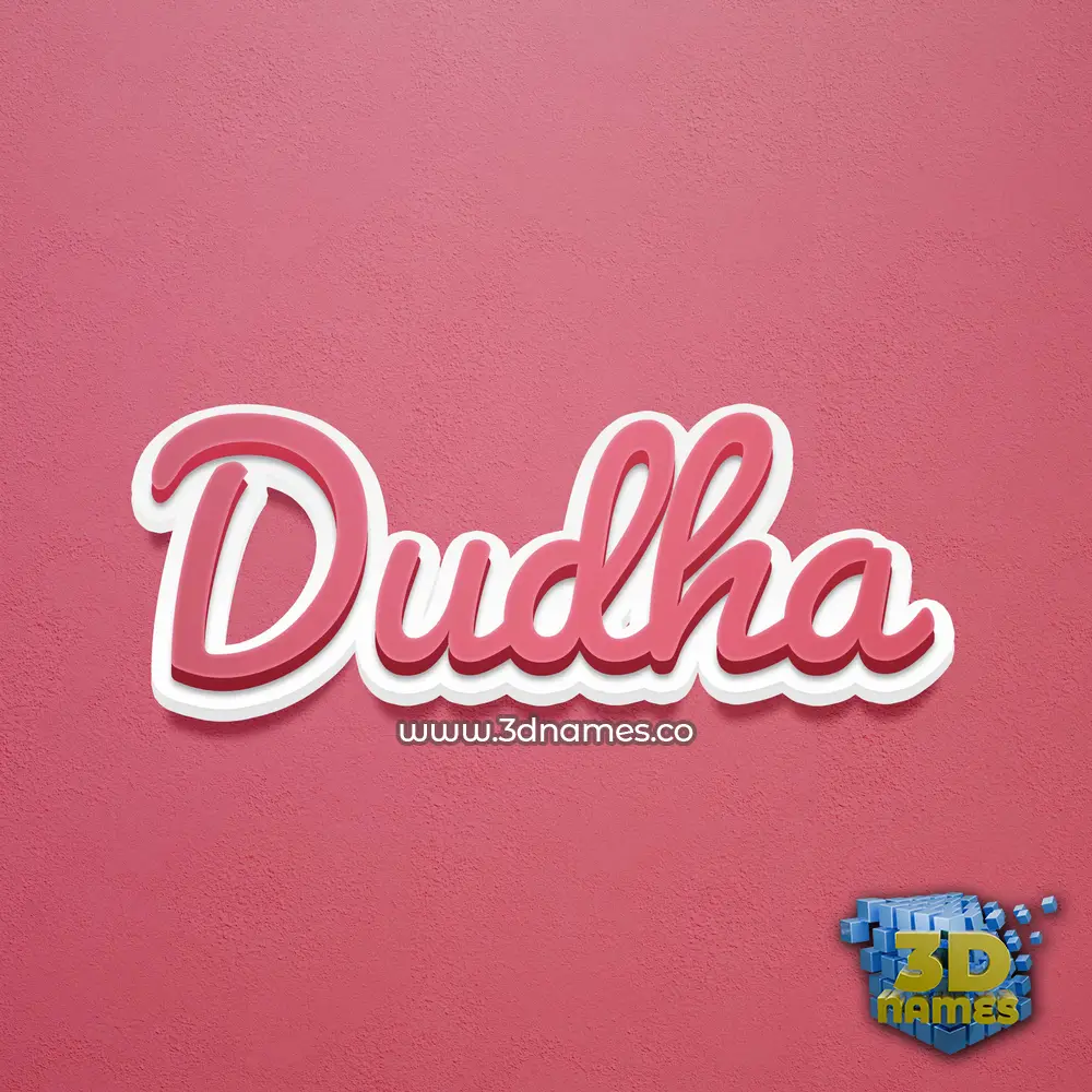 dudha in Red Scribble style - 3D name wallpaper